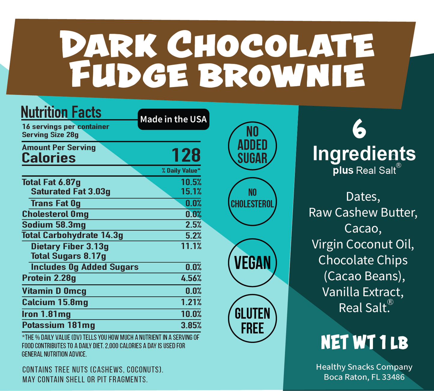 Dark Chocolate Fudge Brownie - 1 Pound